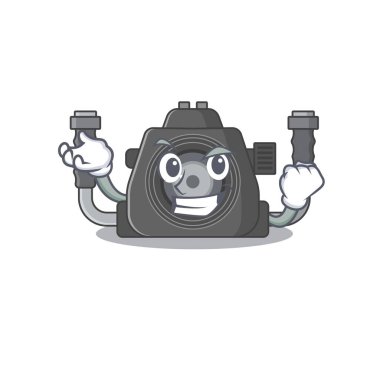 Sualtı kamerası çizgi film karakteri gibi gülen yüzlü.