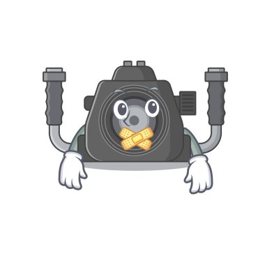Sualtı kamerası maskot karakter tasarımı sessiz bir jest ile