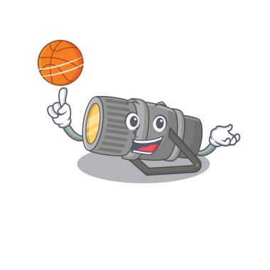 Basketbol oynayan sportif bir sualtı feneri çizgi film maskotu tasarımı
