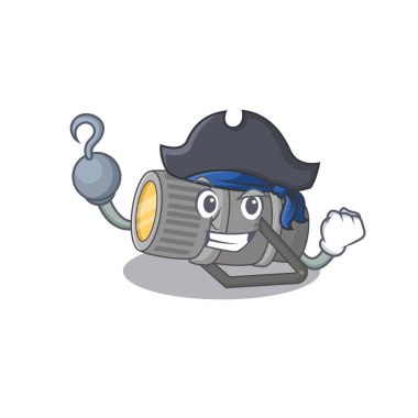 Bir elinde serin sualtı feneri Bir elinde Korsan çizgi film tasarımı tarzı şapka