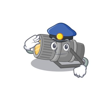 Bir polis memuru olarak gerçekleştirilen sualtı fenerinin resmi.