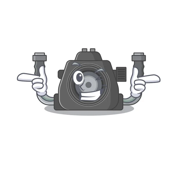 Smiley Onderwater Camera Cartoon Design Stijl Tonen Knipoog Vectorillustratie — Stockvector