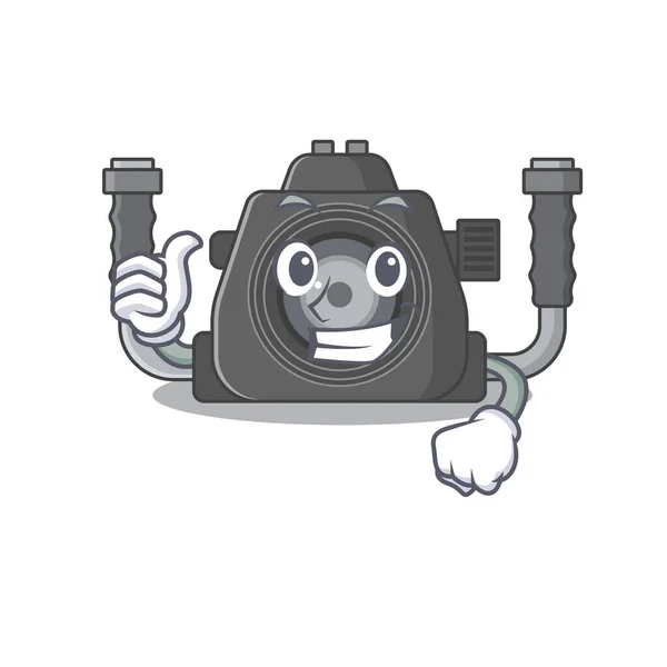 Cool Подводной Камеры Мультфильм Стиль Решений Thumbs Жеста Векторная Иллюстрация — стоковый вектор