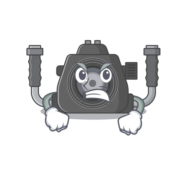 Дизайн мультиплікаційного персонажа підводної камери з сердитим обличчям — стоковий вектор
