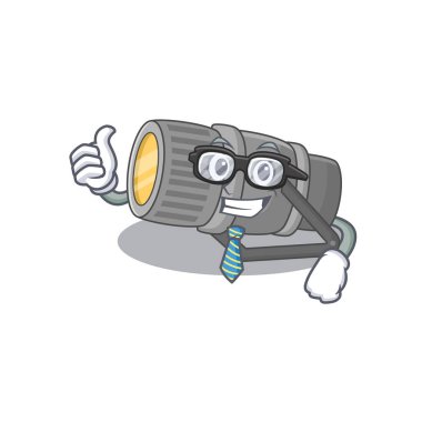 Sualtı feneri iş adamı gözlüklü ve kravatlı çizgi film karakteri