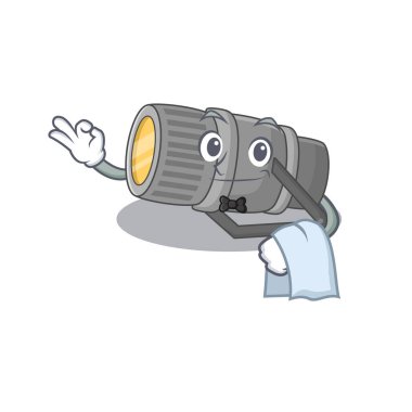 Garsonluk yapan bir sualtı feneri çizgi film karakteri tasarımı.