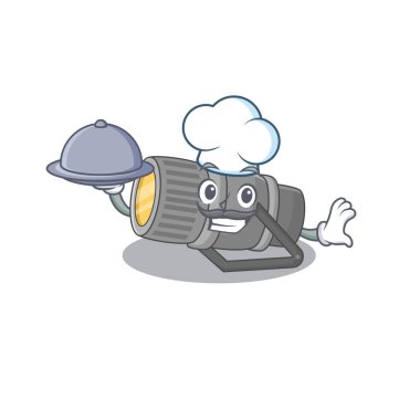 Şef çizgi film karakteri olarak su altı el feneri tepside yemek