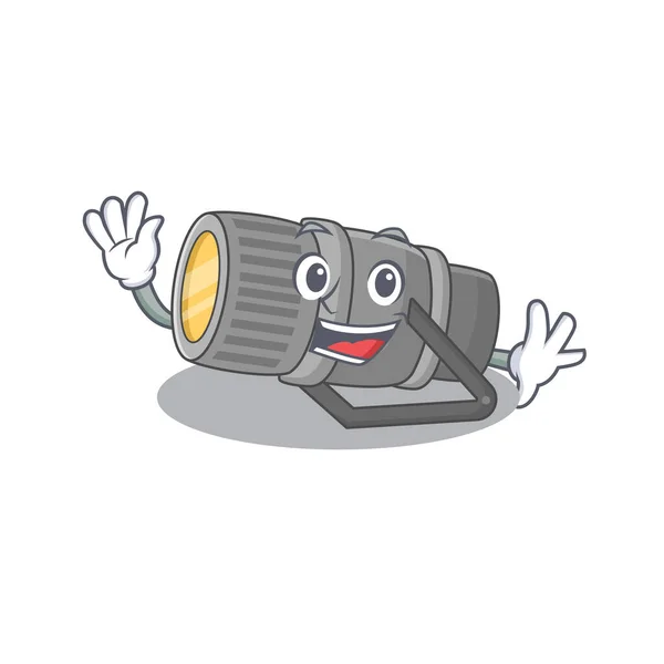 Smiley podvodní baterka karikatura maskot design s mávání rukou — Stockový vektor