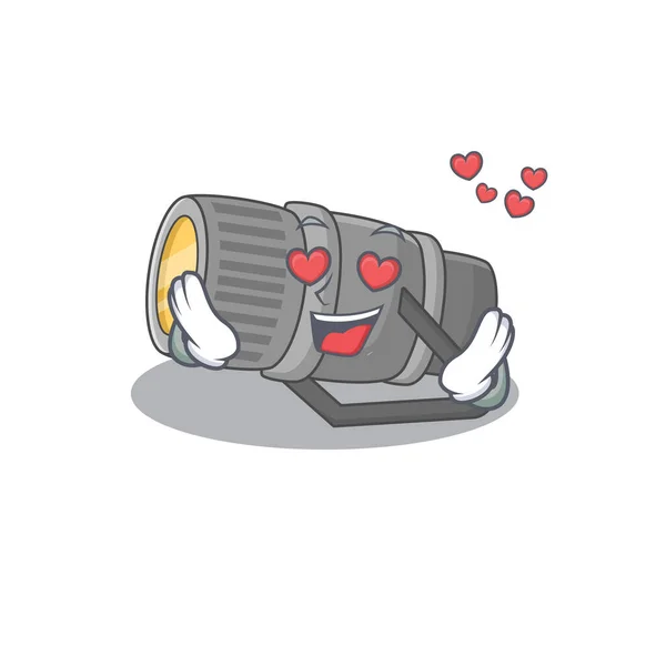 Roztomilý podvodní baterka karikatura znak ukazující, jak se zamilovat do tváře — Stockový vektor