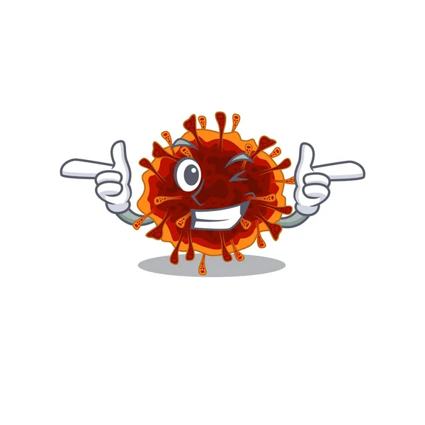 Smiley delta coronavirus desenho animado estilo mostrando olho piscadela —  Vetores de Stock