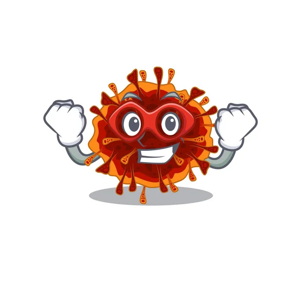 Una foto di Delta Coronavirus in un personaggio dei cartoni animati Super eroe — Vettoriale Stock