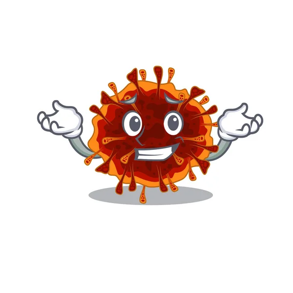 Szczęśliwy twarz delta coronavirus maskotka styl kreskówki — Wektor stockowy