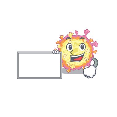 Coronaviridae virüsü. Çizgi film maskotu tasarımı tarzında.