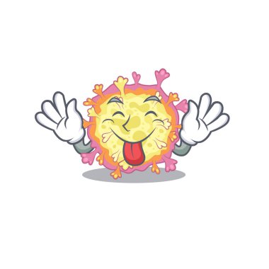 Komik yüz Coronaviridae virüsü maskotu stili.
