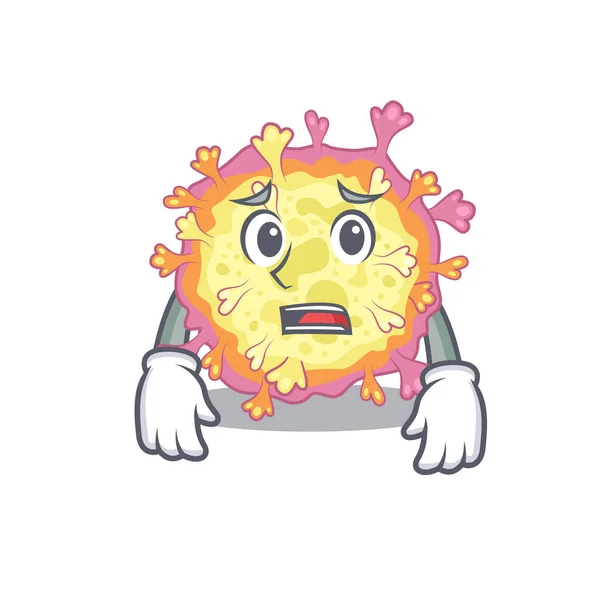 Imagen de dibujos animados del virus coronaviridae mostrando la cara ansiosa — Vector de stock