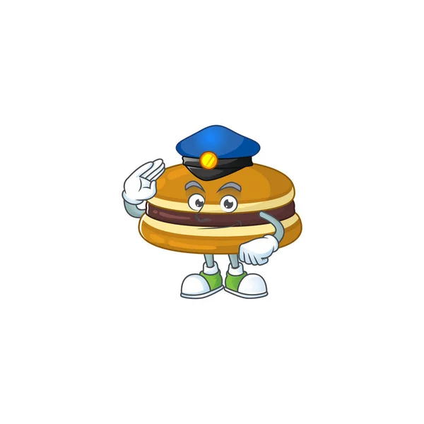 Um desenho animado de dorayaki vestido como um policial — Vetor de Stock