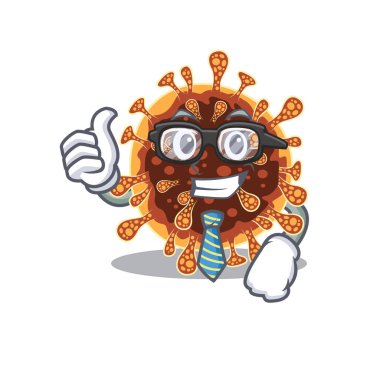 Gamma coronavirus iş adamı gözlüklü ve kravatlı çizgi film karakteri