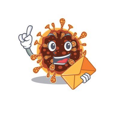 Zarflı sevimli yüz gama koronavirüs maskotu tasarımı