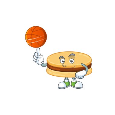 Basketbol ile çekici kahverengi alfajor çizgi film tasarımı