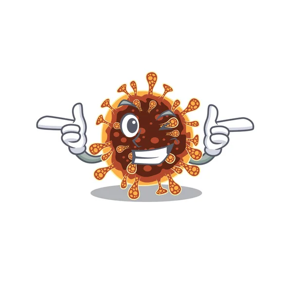 Gülen gama koronavirüs çizgi film tasarım stili göz kırpmayı gösteriyor — Stok Vektör