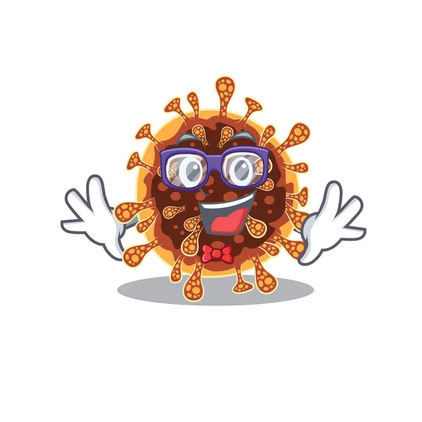 Super legrační geek gamma coronavirus kreslený charakter design — Stockový vektor