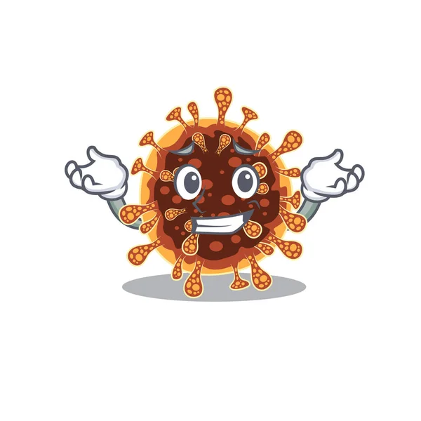 Volto felice di gamma coronavirus mascotte stile cartone animato — Vettoriale Stock