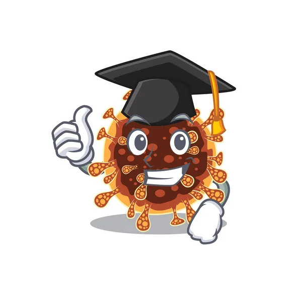 Una foto de gamma coronavirus con sombrero negro para la ceremonia de graduación — Vector de stock