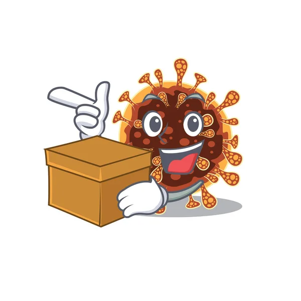 Gamma coronavirus στυλ σχεδίασης κινουμένων σχεδίων με κουτί — Διανυσματικό Αρχείο