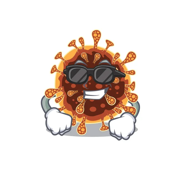Super cool gamma coronavirus karakter maskot mengenakan kacamata hitam - Stok Vektor