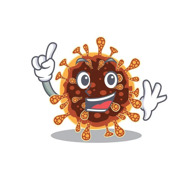 Coronavirus gamma One Finger dans le style de personnage de dessin animé mascotte — Image vectorielle