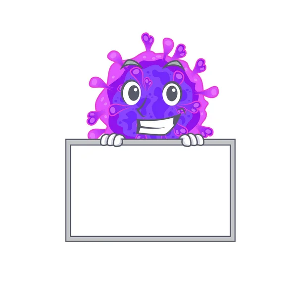 Smiley alfa coronavirus kreslený styl postavy přinést deska — Stockový vektor