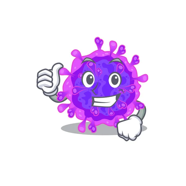 Cool alfa coronavirus estilo de diseño de dibujos animados haciendo Pulgares hasta gesto — Vector de stock