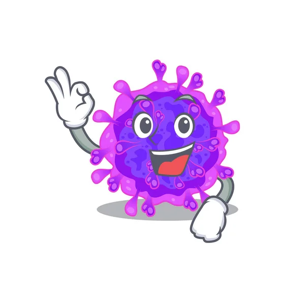 Alpha coronavirus cartoon character design style making an Okay gesture — Stock Vector