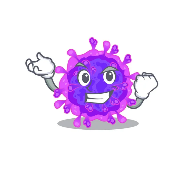 Alpha Coronavirus Zeichentrickfigur Stil mit glücklichem Gesicht — Stockvektor