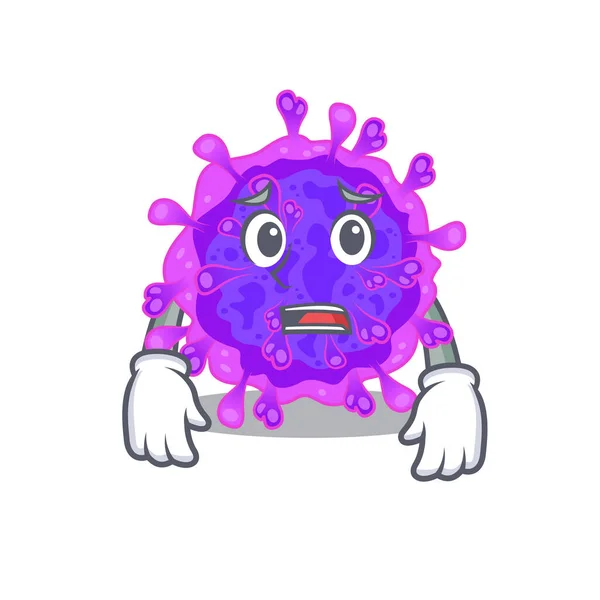 Cartoon picture of alpha coronavirus showing anxious face — Stock Vector