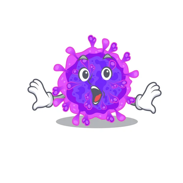 A cartoon character of alpha coronavirus making a surprised gesture — Stock Vector