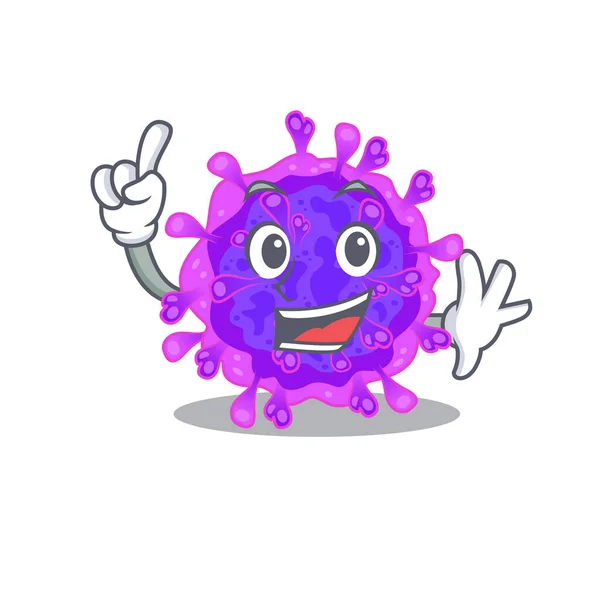 Coronavirus alpha à un doigt dans le style de personnage de dessin animé mascotte — Image vectorielle