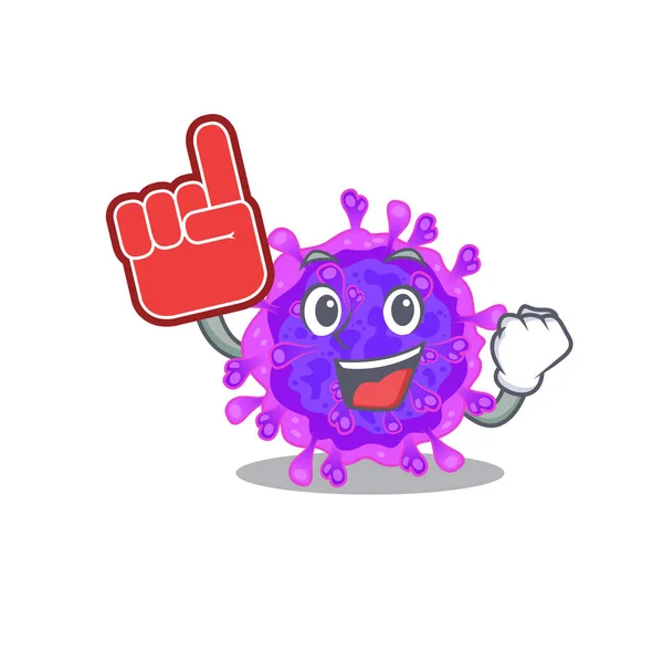 Gaya kartun maskot alpha coronavirus dengan jari Foam - Stok Vektor