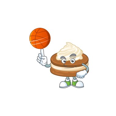 Basketbol ile çekici beyaz krema alfajor çizgi film tasarımı