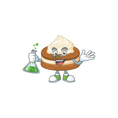 Beyaz krema her ne kadar zeki olsa da Profesör Çizgi Film tasarımı cam bir tüp tutuyor.