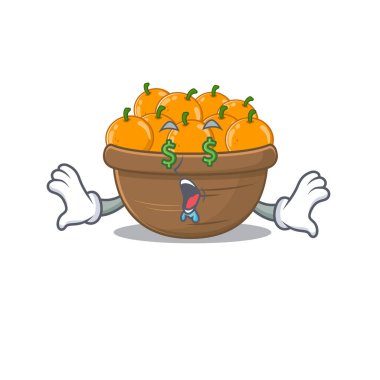 Zengin turuncu meyve sepeti Para göz maskotu tarzı