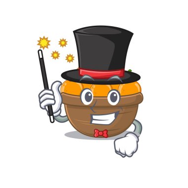 Büyüleyici turuncu meyve sepeti çizgi film tasarımı performansı Sihirbaz tarzı