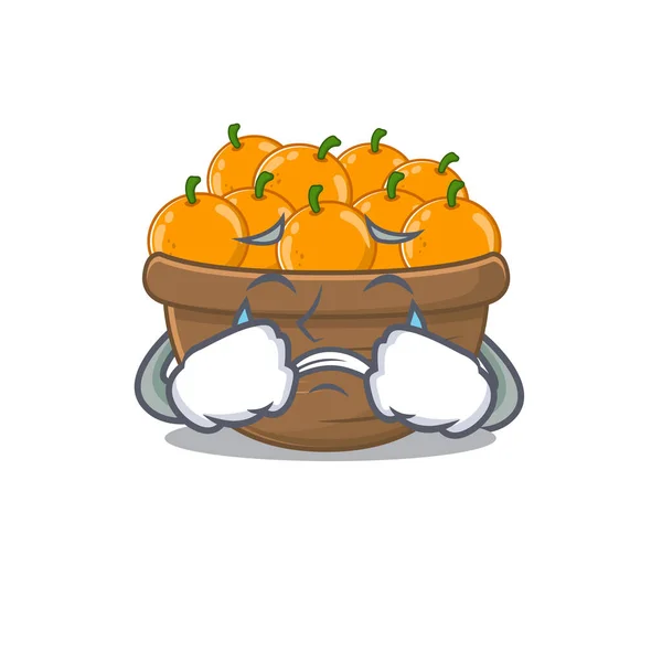 Un grido arancione frutta cesto cartone animato stile di progettazione della mascotte — Vettoriale Stock