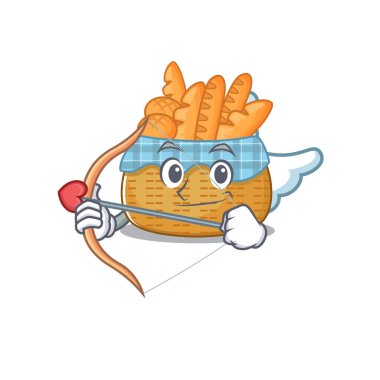 Aşk tanrısı çizgi film karakterinin ok ve kanatlı romantik resmi.