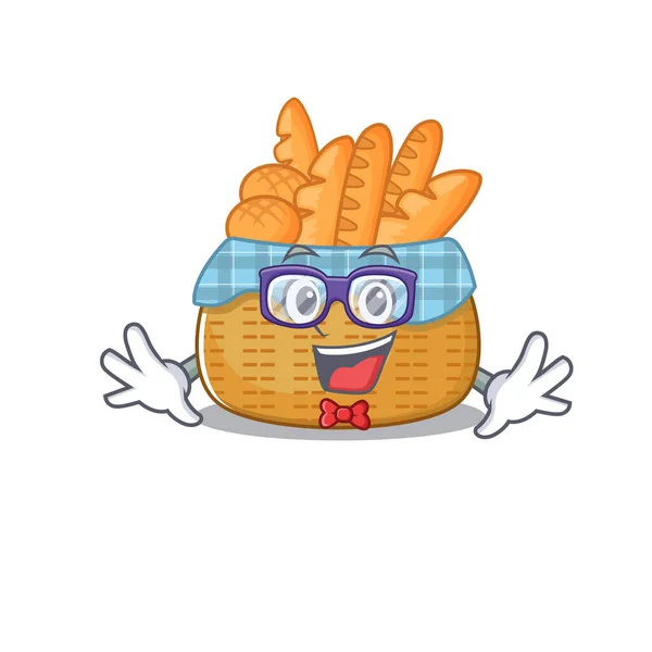 Super Funny Geek desain karakter keranjang roti - Stok Vektor