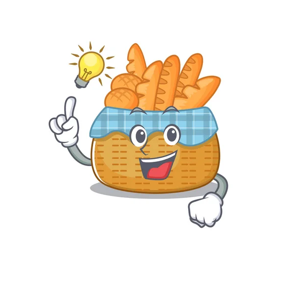Tenha um gesto ideia de design de personagem mascote cesta de pão — Vetor de Stock