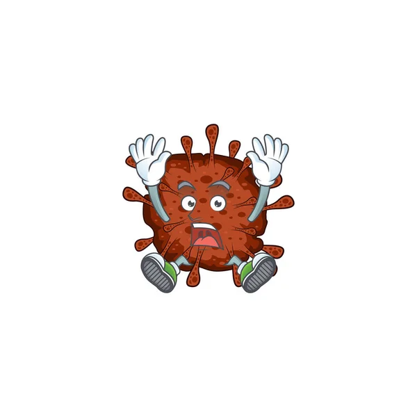 Um personagem de desenho animado coronavírus infecção impressionante com rosto feliz —  Vetores de Stock