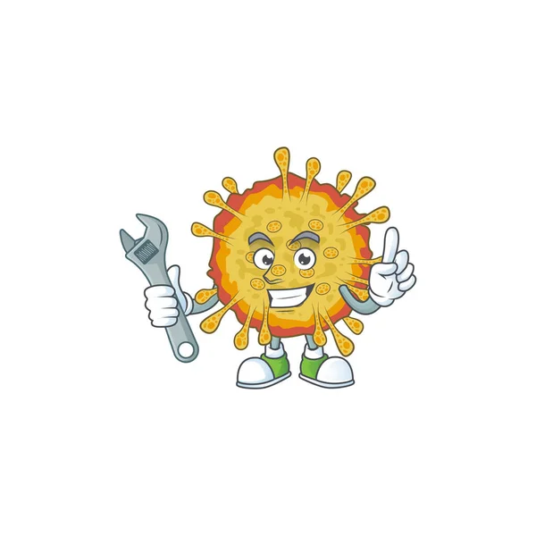 Mascot design concept of outbreaks coronavirus mechanic — Stock Vector
