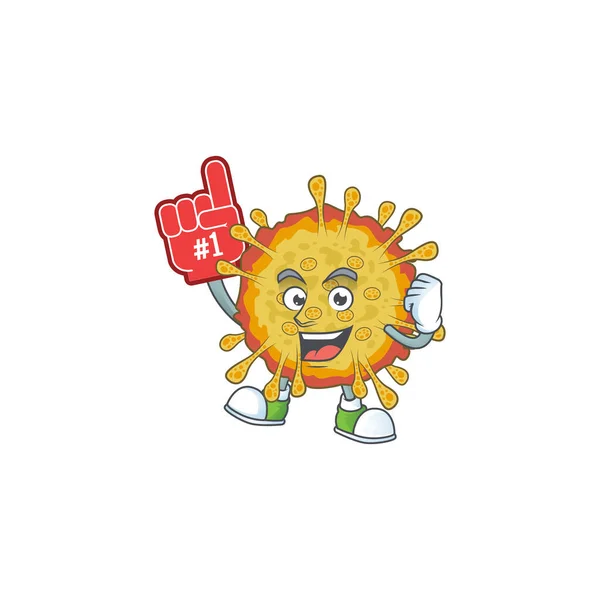 Outbreaks coronavirus presented in cartoon character design with Foam finger — Stock Vector