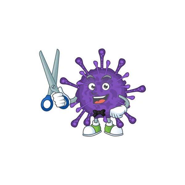 Cool Barber coronavirinae desenho animado estilo mascote — Vetor de Stock